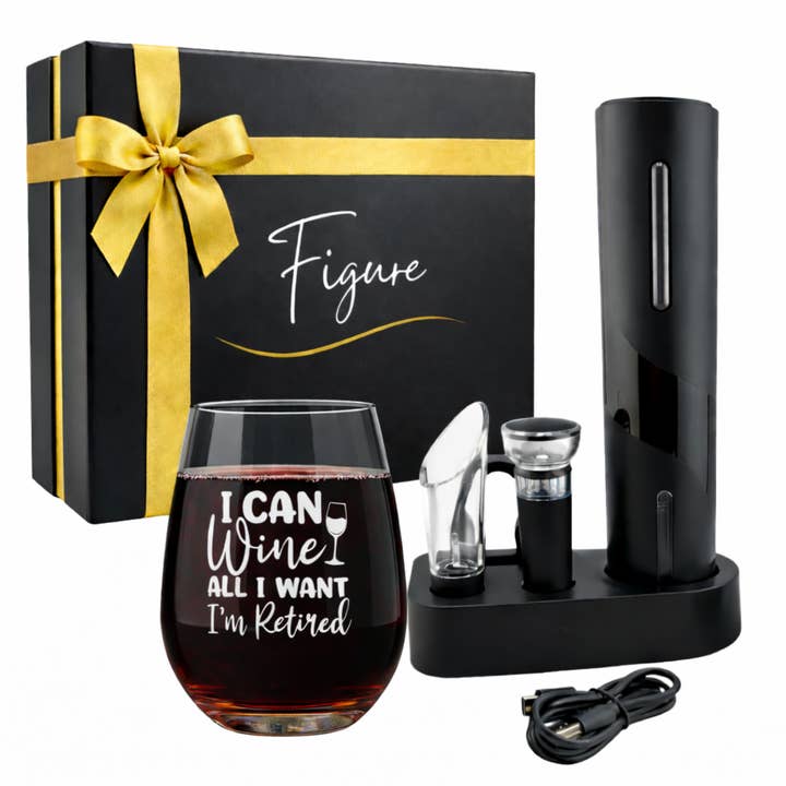 Premium Electric Wine Opener Gift Set – “I Can Wine All I Want, I'm Retired” for wholesale by Figure