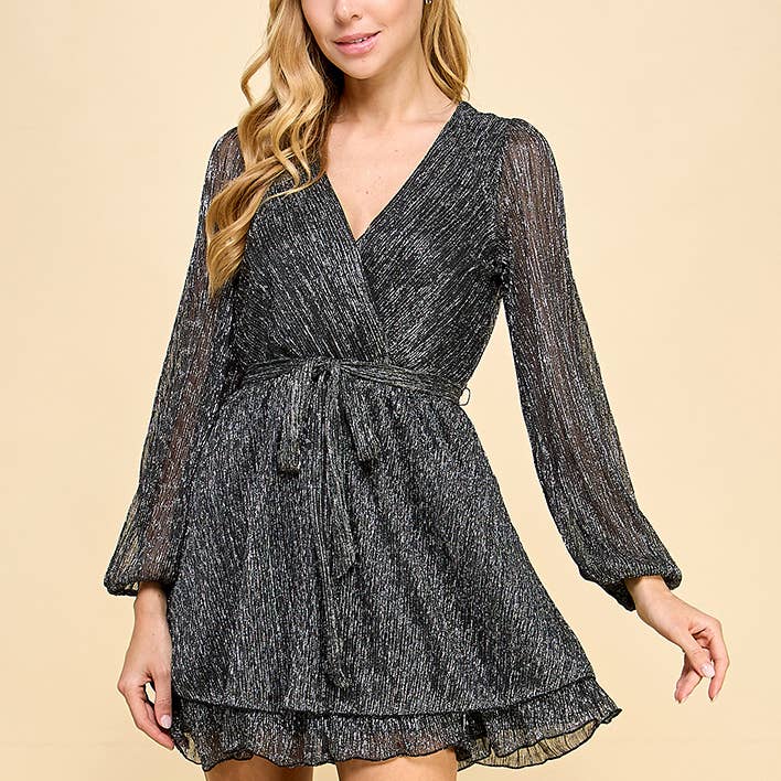 Silver LONG SLEEVE DOUBLE TIER MOONLIGHT DRESS A5890U687 for wholesale on Faire7