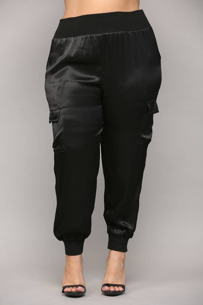 NERO PANTALONI JOGGER CARGO IN RASO FP3176P in vendita all&#x27;ingrosso su Faire2