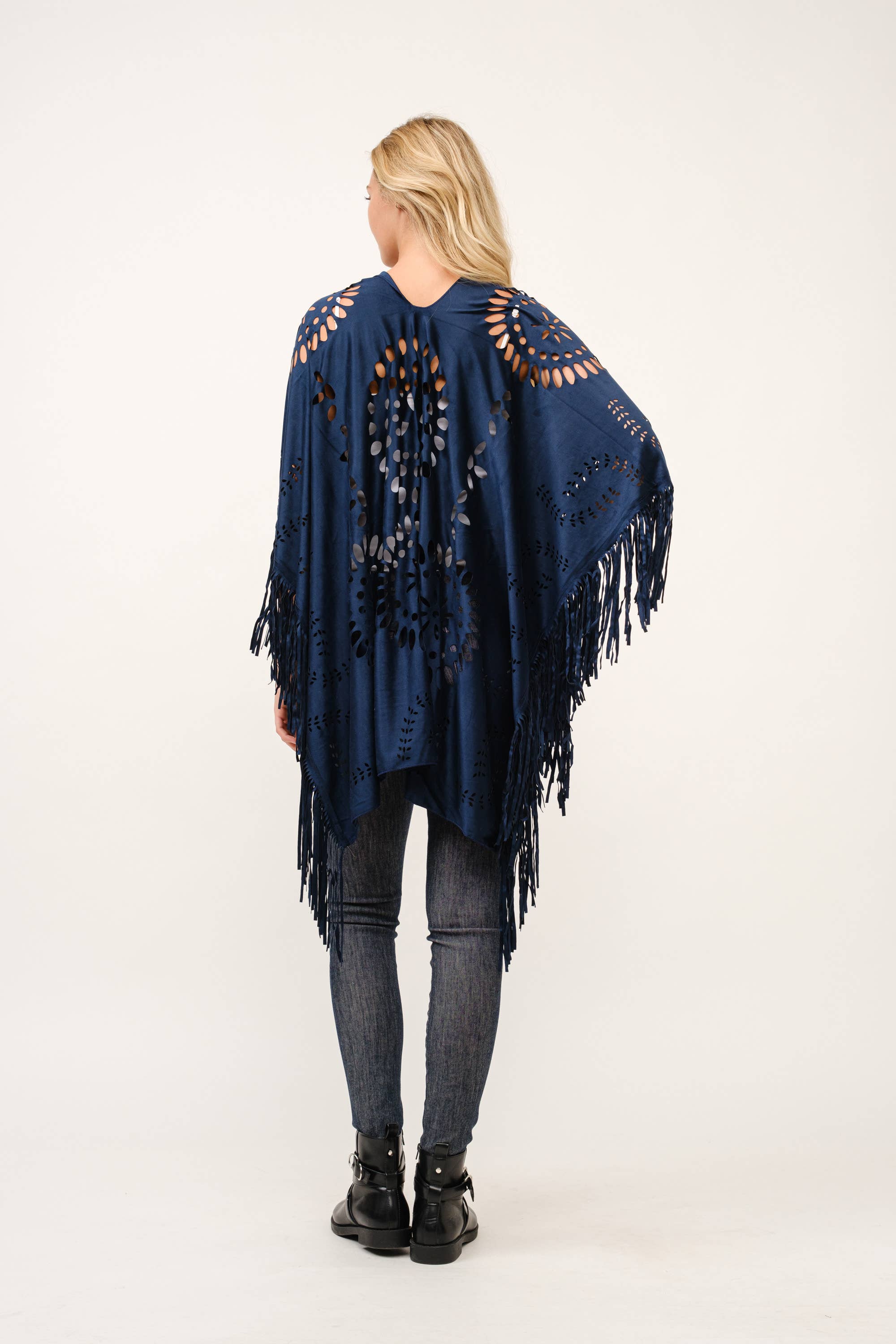 Raj Trading & Imports (USA) Inc. – wholesale Poncho – Women's – Willa Faux Suede Western Style Poncho Ruana15