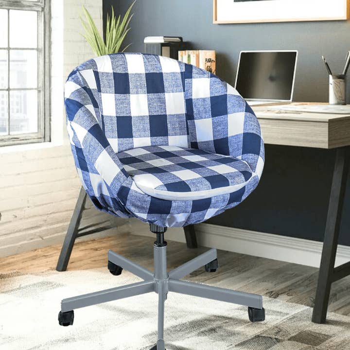 Rockin Cushions - Wholesale Chair/Sofa Slipcover - Navy Blue Buffalo Check Plaid Slip Cover, Compatible with IKEA SKRUVSTA