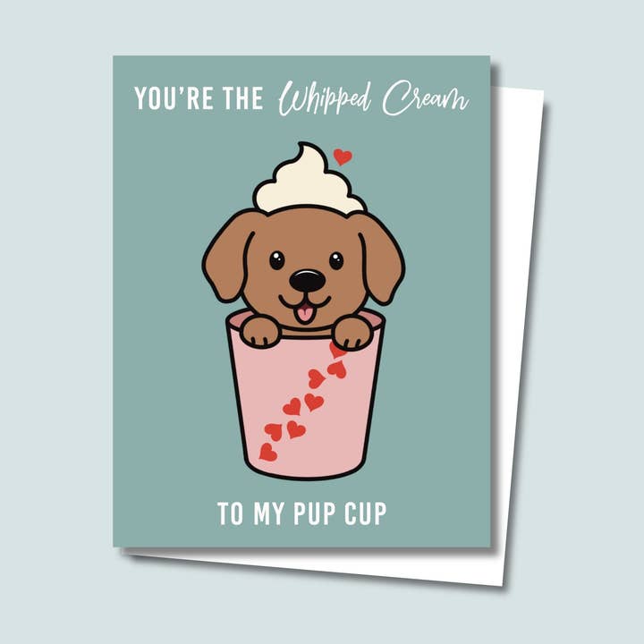 Pup Cup Valentine's Day Greeting Card for wholesale by JC Pet Designs