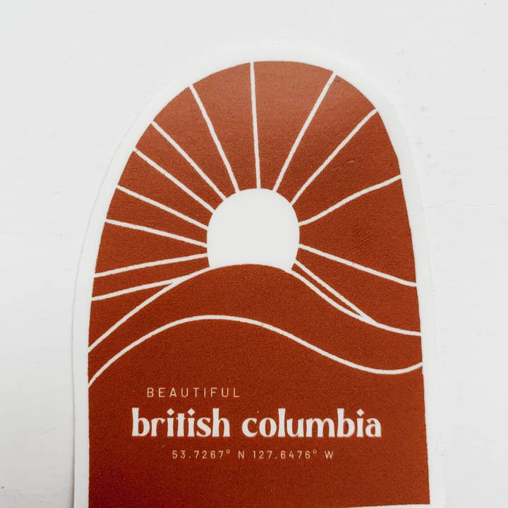 British Columbia Sticker | Burnt Orange Boho BC Sticker for wholesale by Bode Goods Co