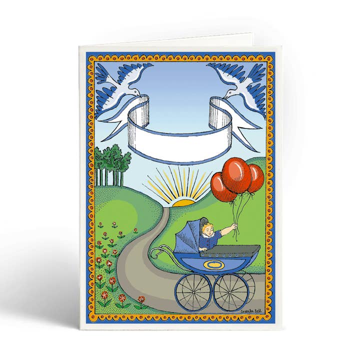 Red Balloons Greetings Card for wholesale by Cressida Bell