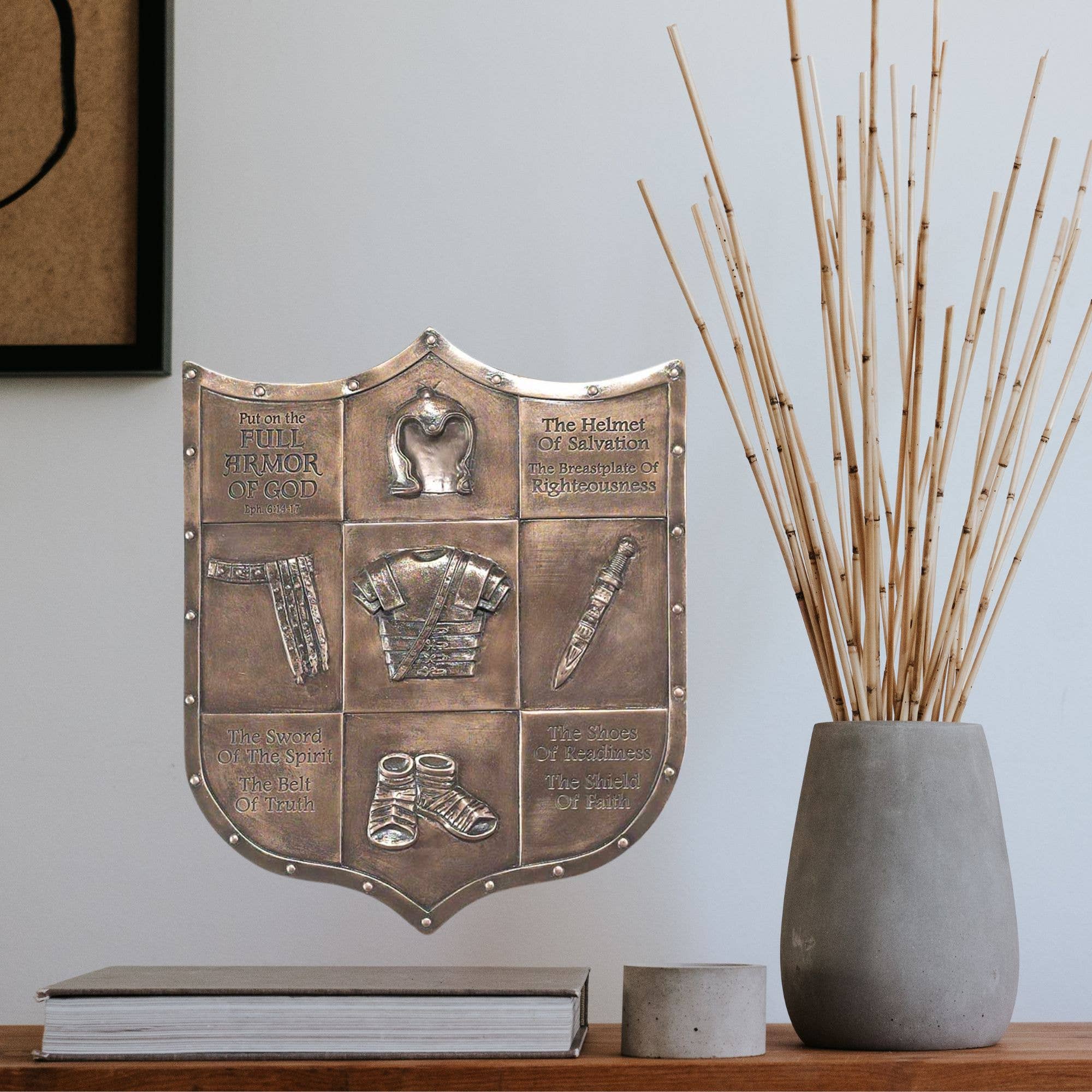 Magnolia – wholesale Plaque – Armour Of God Antique Brass Wall Plaque1
