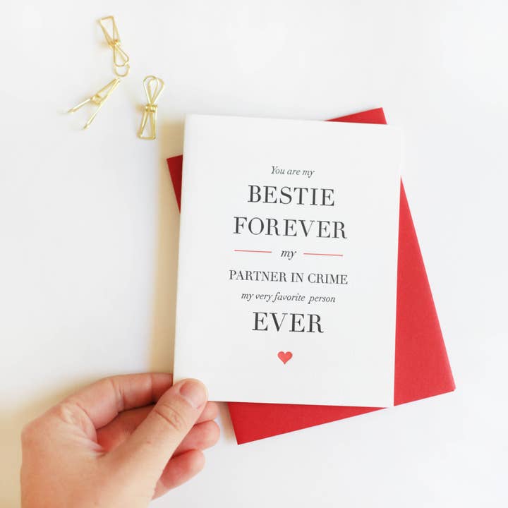 Besties Forever - Friendship Love and Valentine Anniversary Card for wholesale by Steel Petal Press