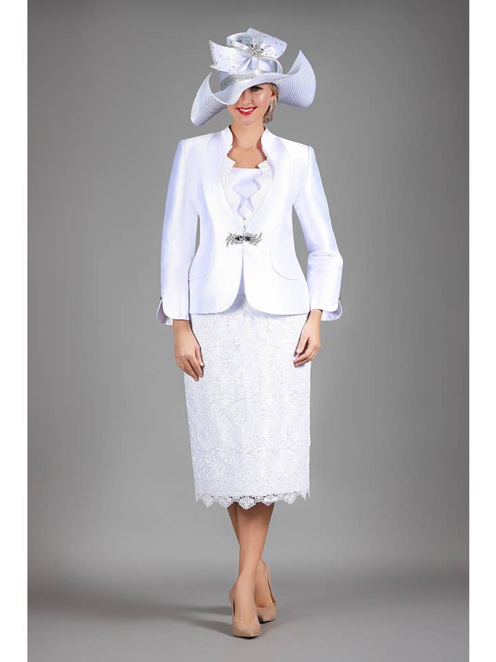 3pc Silky Twill&Lux Lace Combo Skt Suit for wholesale by Giovanna