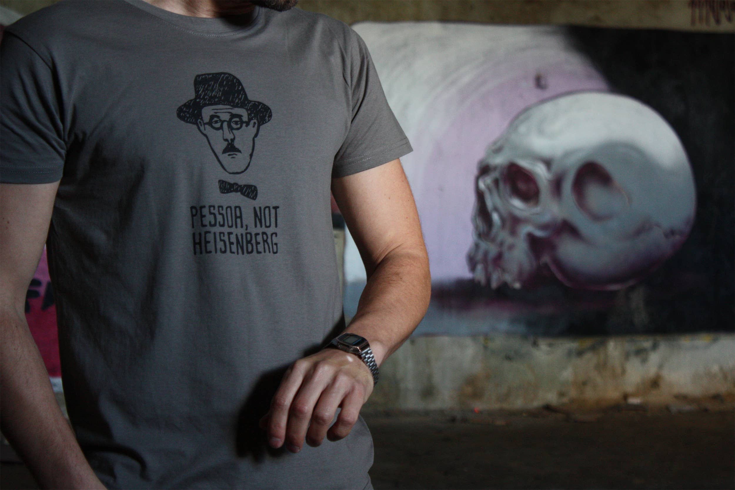 Souvenirs That Don't Suck - Wholesale Screen Printed T-Shirt - Men's - Pessoa, Not Heisenberg - Dark Grey - Men's T-shirt1