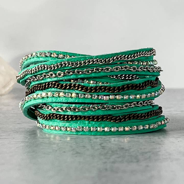 Braccialetto Mixed Media Wrap in turchese per la vendita all'ingrosso da parte di Presh