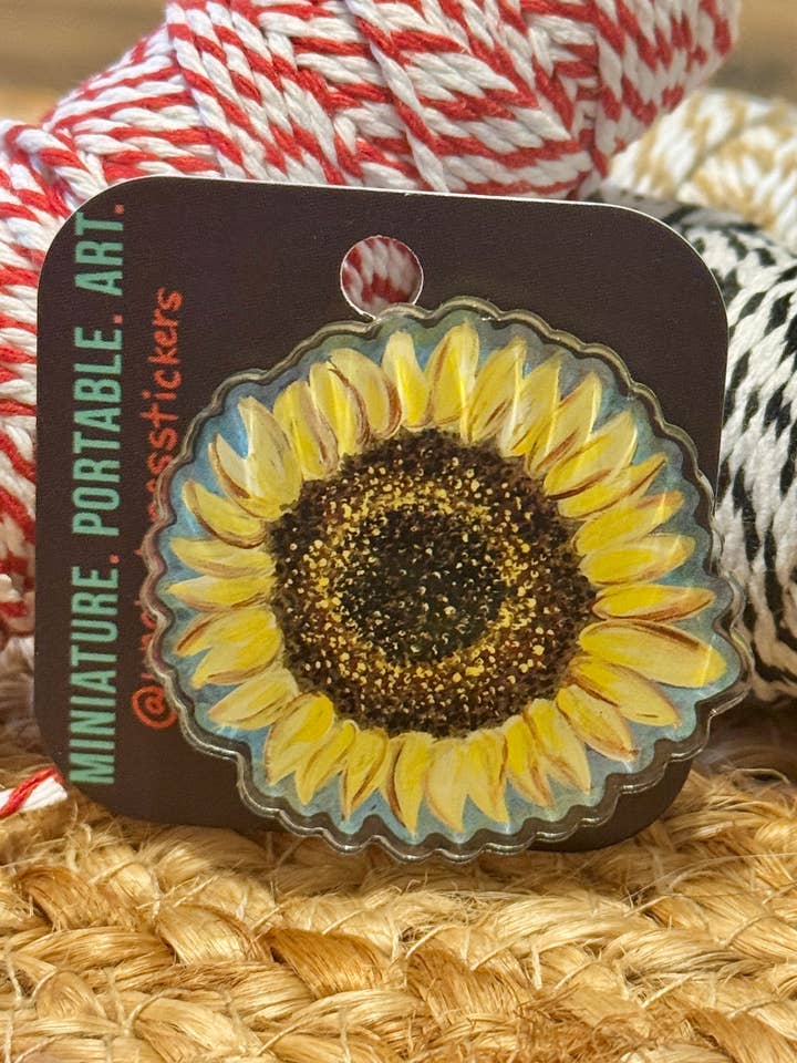 Acrylpen met zonnebloem voor wholesale door Uncle Dunc's Sticker Shoppe