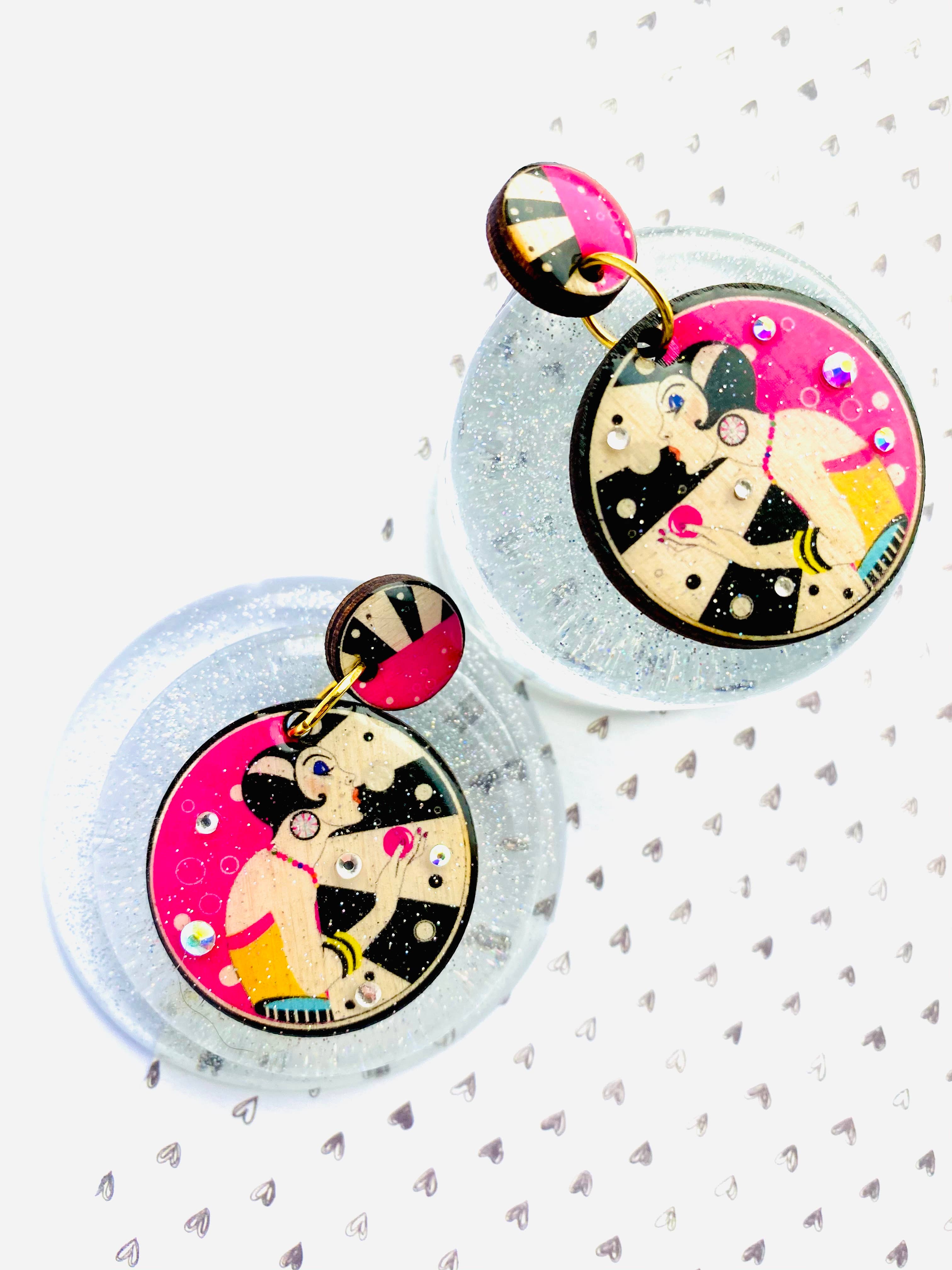 Rosie Rose Parker – wholesale Dangle earrings – retro statement earrings arty earrings colourful earrings11