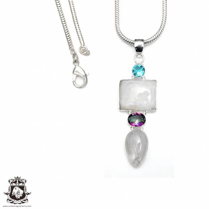 Moonstone Topaz Pendant & Chain P9266 for wholesale by SARAH DESIGNS JEWELRY