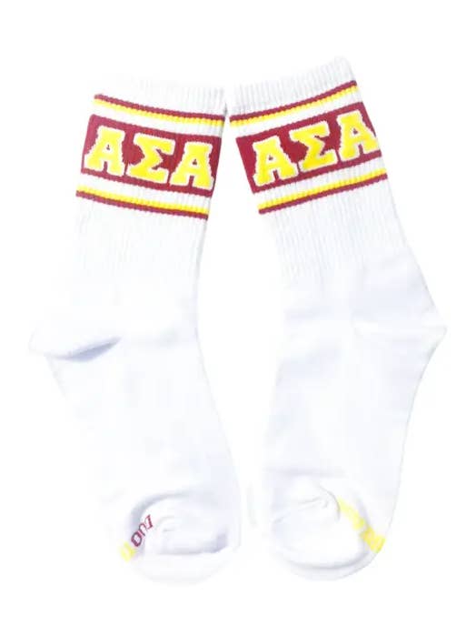 Alpha Sigma Alpha Sorority Socks for wholesale by Duo Threads