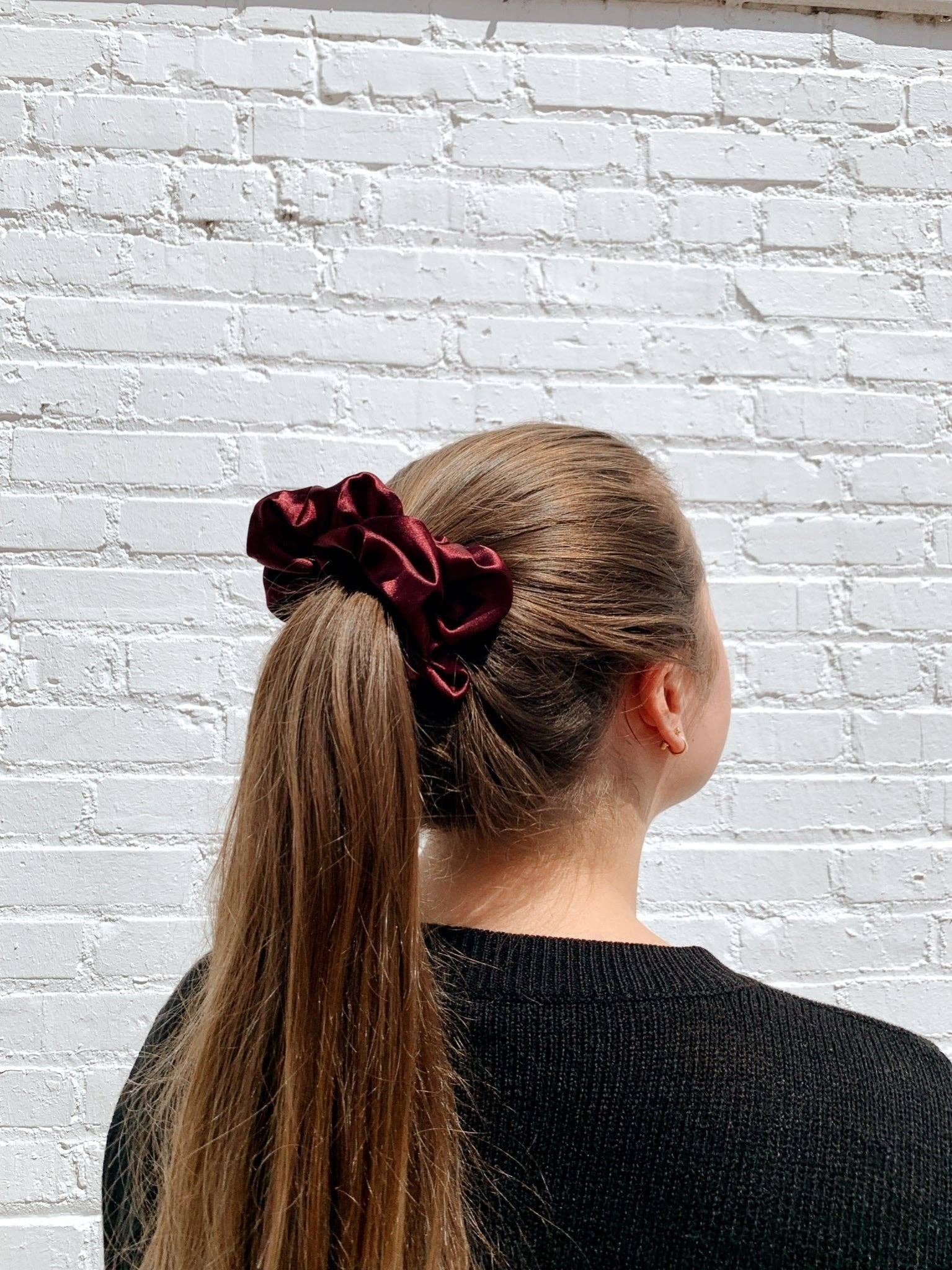 Beyond Scrunchies – wholesale Scrunchie - Women’s – MAROON - Mulberry Silk Scrunchie5