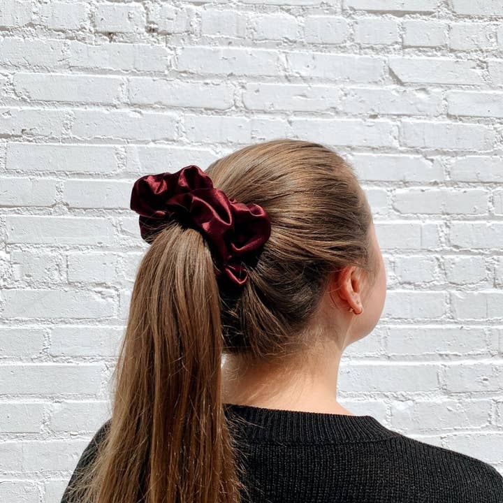 Beyond Scrunchies – wholesale Scrunchie - Women’s – MAROON - Mulberry Silk Scrunchie5