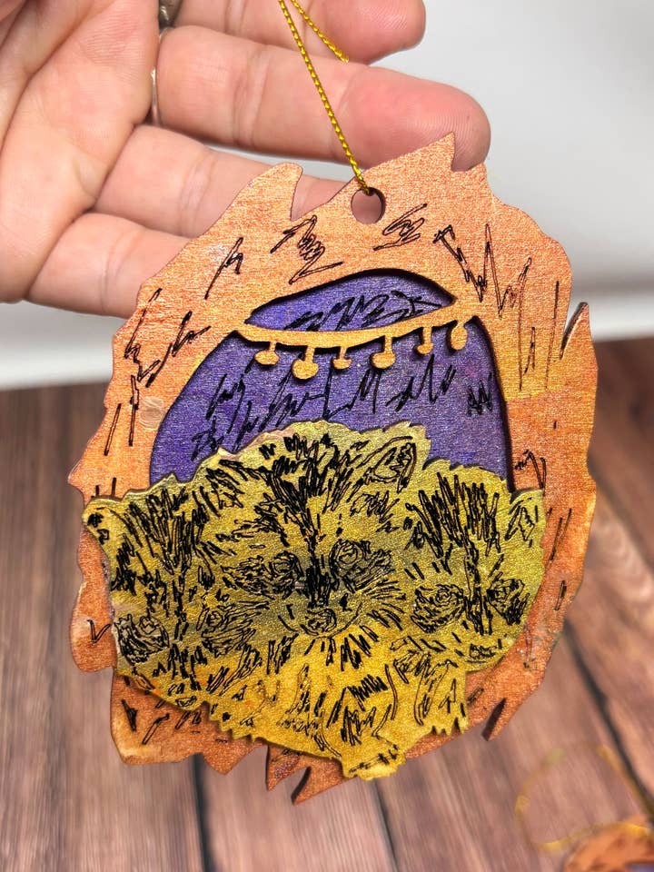 Raccoon Ornament for wholesale by Third Wolf Designs