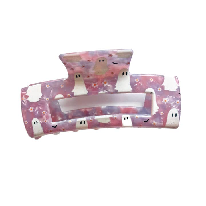 Pink Floral Ghost Claw Clip for wholesale by Lady Eleanor & Co