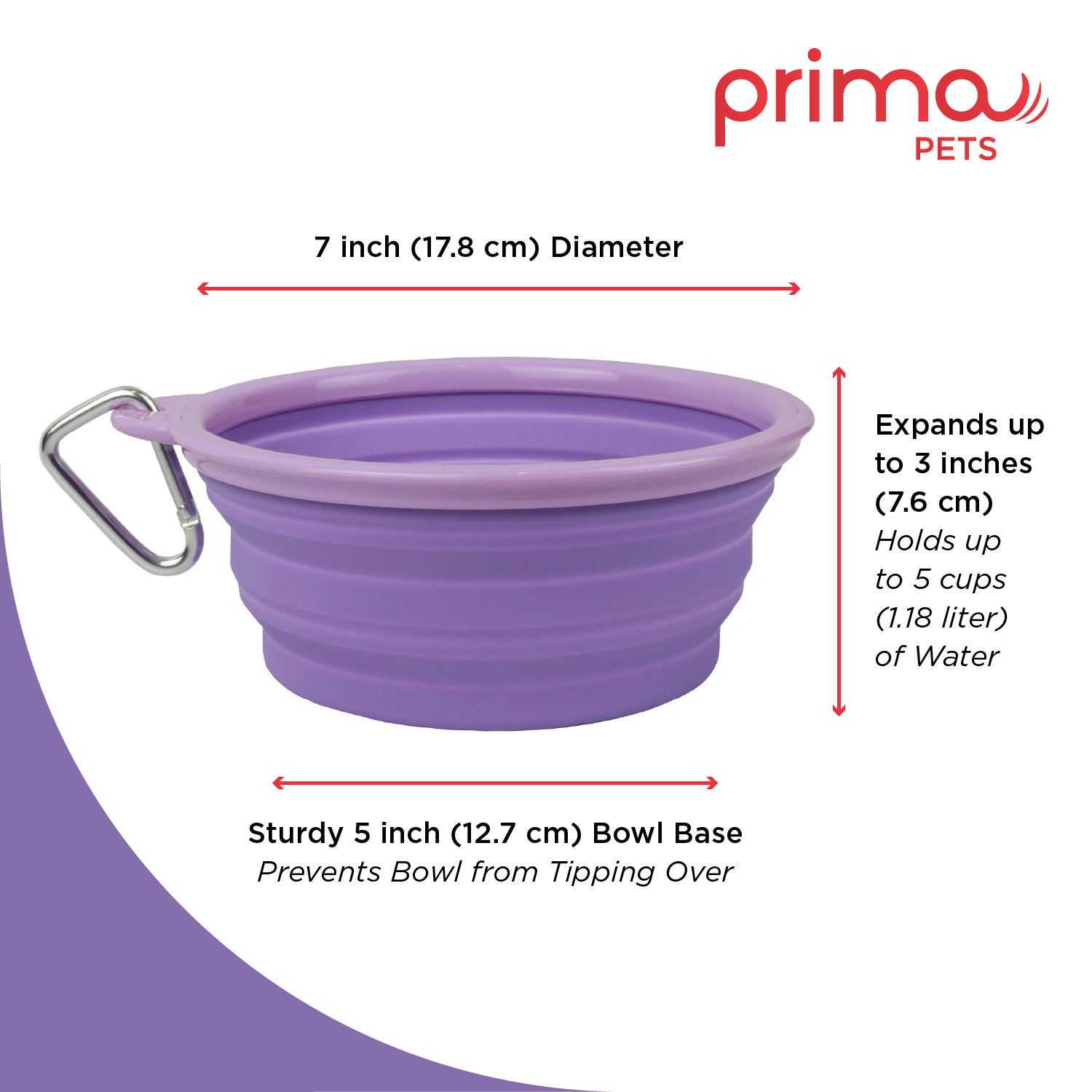Prima Pets - Vente Gamelle – chat et chien - Grande gamelle pliable pour chien Violet1
