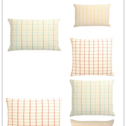 London Plaid – Colorful Check 100% Linen Throw Pillow for wholesale by HUIRESOURCE