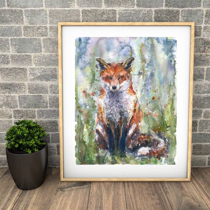 "Sitting Fox" Fine Art Print for wholesale by Naomi Neale Art