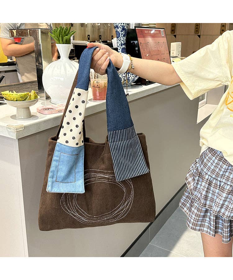 alberalkirk – Engroshandel Tote bag - Dame – Tote-taske i fløjl med paneler Magnetlukning S5P3812