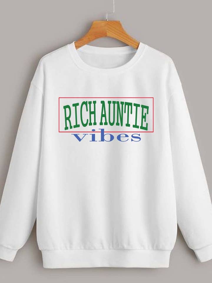 M7469-SW RICH AUNTIE VIBES grafisk sweatshirt for engroshandel hos HARANG