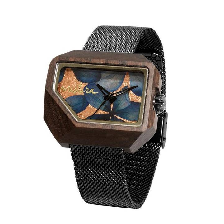 Juno Mesh Black Pui Black Flowers U Watch for wholesale by Mistura Timepieces