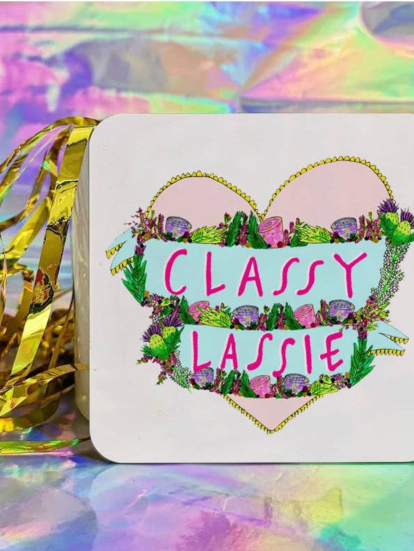 Classy Lassie Coaster for wholesale by Claire Barclay Draws