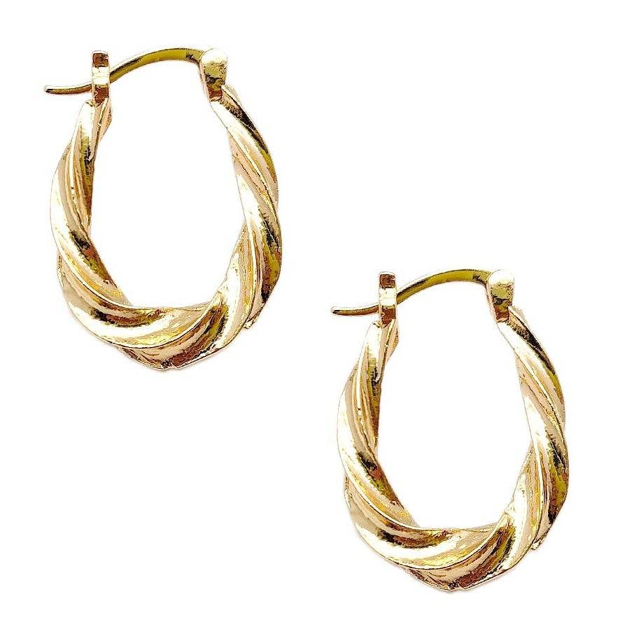 Diacly - Vente Créoles - Lot de 12 boucles d'oreilles ovales torsadées dorées.0