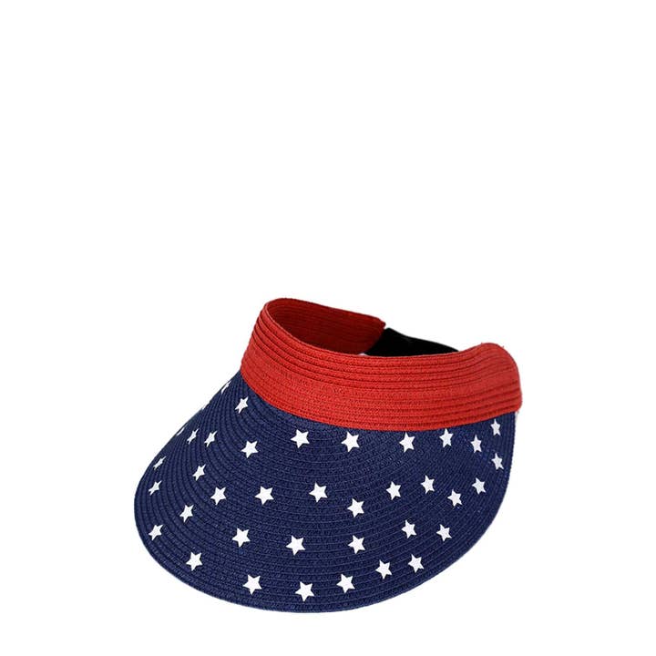 anbfashion - Wholesale Visor - Women's - AMERICAN FLAG ROLL UP SUN VISOR WITH ELASTIC BAND MH0163-