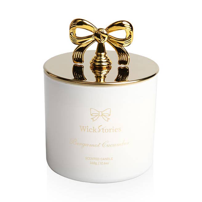 AC24120019 Bow 12.7oz Scented Soy Candle for wholesale by WickStories