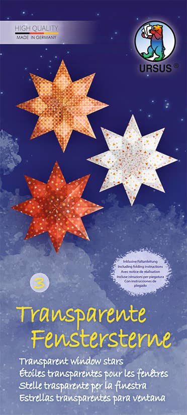 URSUS® / Buntpapierfabrik Ludwig Bähr GmbH & Co. KG - Wholesale Craft Supplies - Transparent window stars large, assortment 030