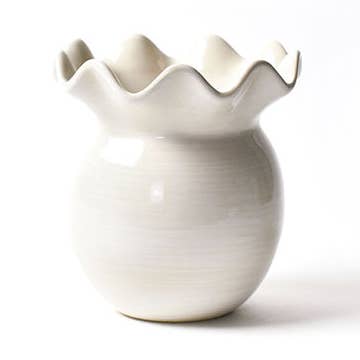 Signature White Ruffle Vase for wholesale by Coton Colors