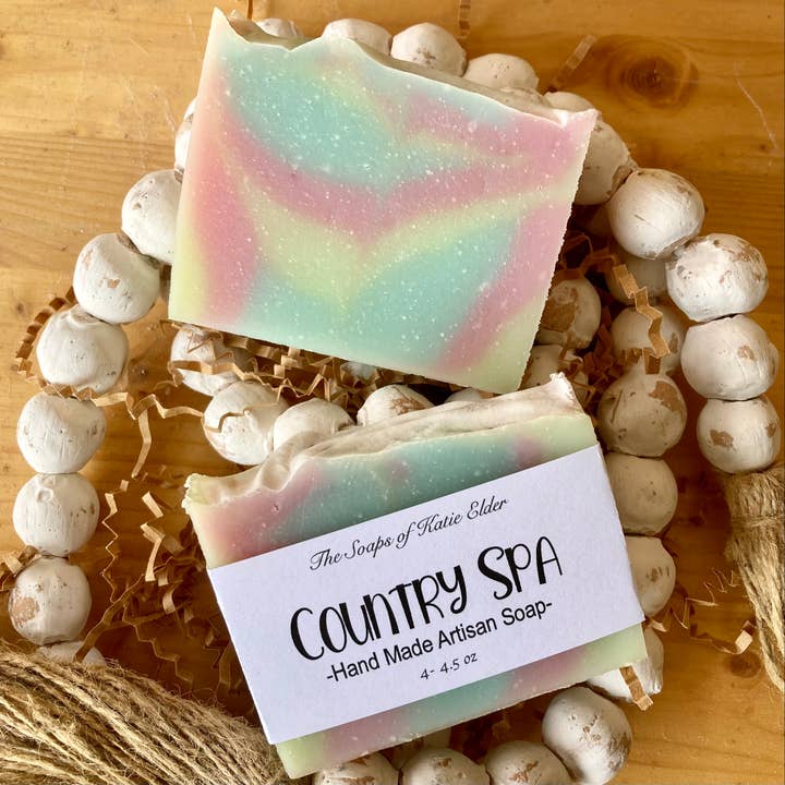 Country Spa Soap Bar 4-4,5 oz zachte zeep met koud proces voor wholesale door The Soaps of Katie Elder