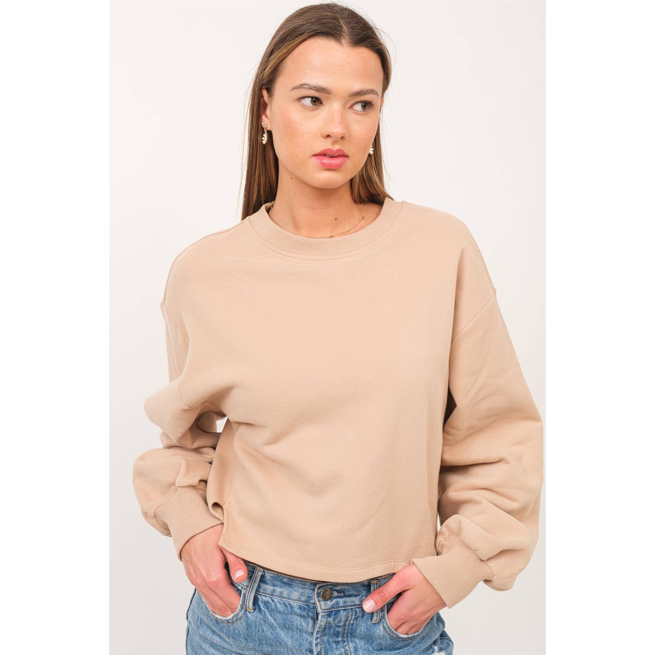 The GREii - Wholesale Sweatshirt - Women's - Cutout Rib Fleece Sweatshirt4