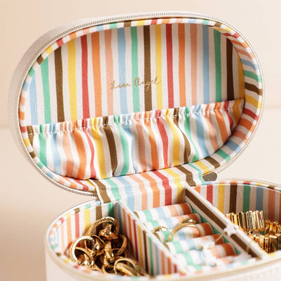 Lisa Angel – wholesale Jewellery box/organiser – Ciao Bella embroidered Oval travel Jewellery Case2