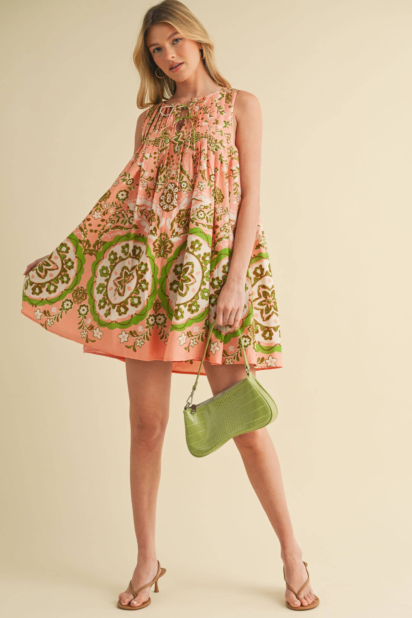 &MERCI - Wholesale Dress - Women's - EXCLUSIVE PRINT MINI DRESS WITH PLEATING MDR40866