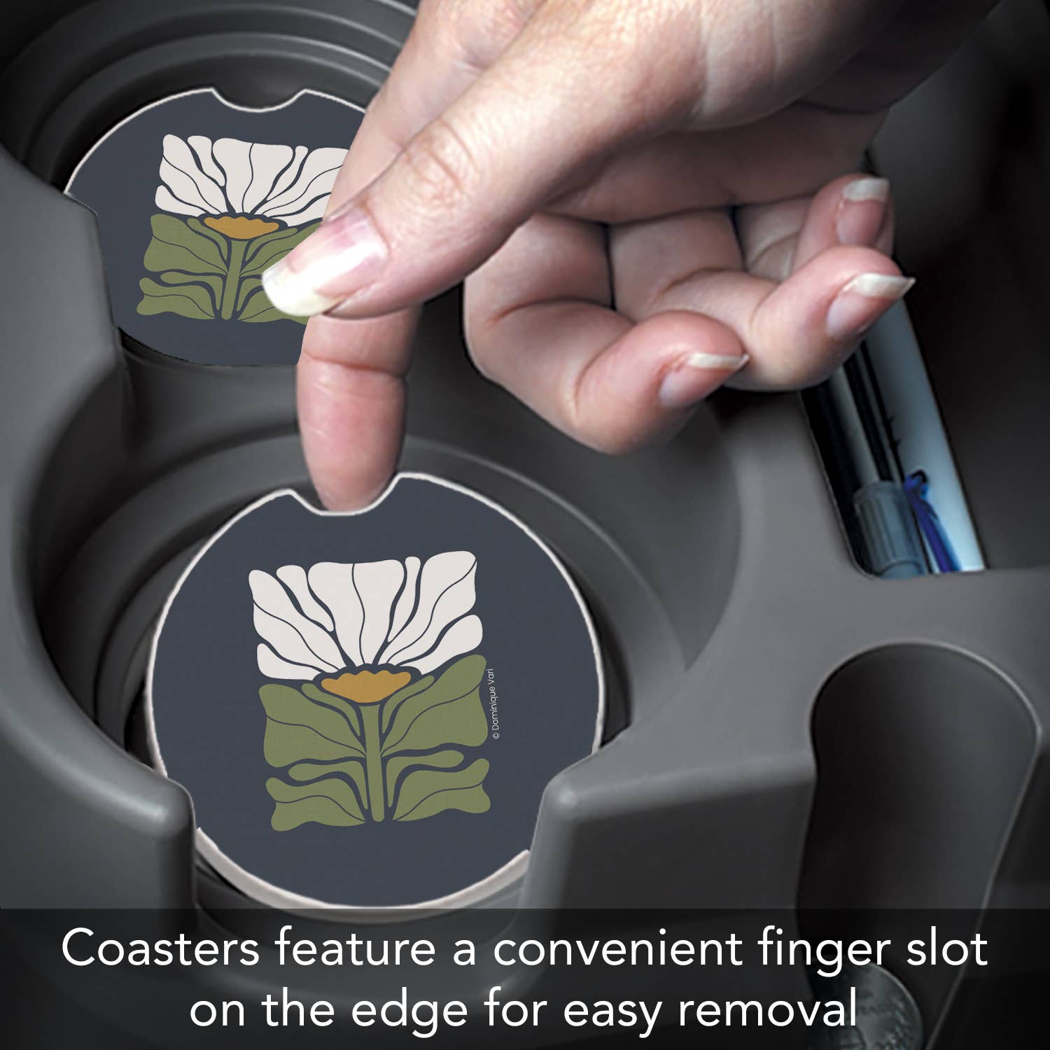 CounterArt/Highland Home/Thirstystone - Wholesale Coasters - "Bohemian Floral" Absorbent Stone Car Coaster 1pk 2