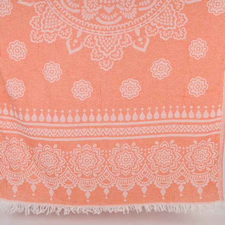 Strandlakens, Aangepaste Bloemen Oranje Handdoek voor wholesale door Organic Turkish Towels