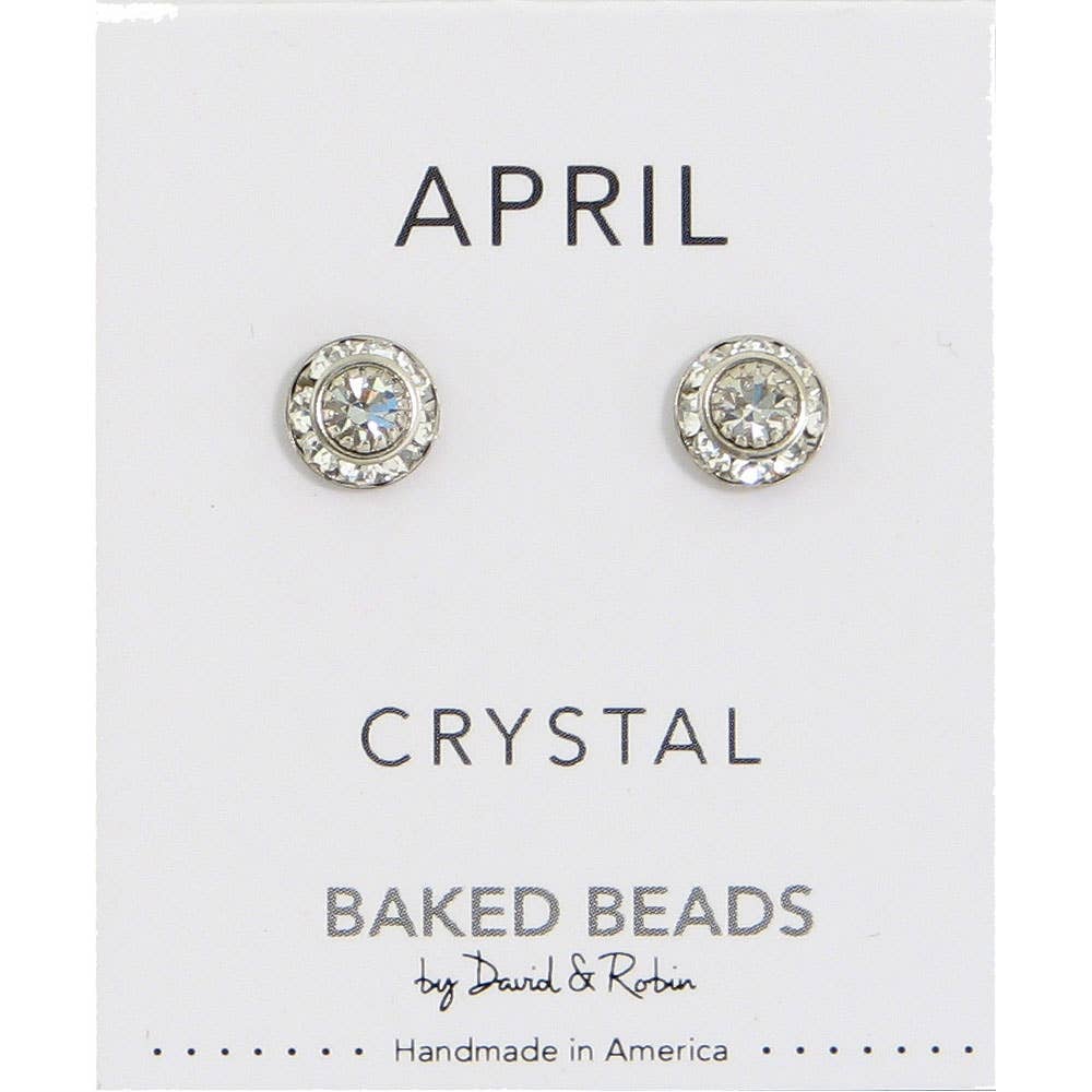 Baked Beads - Wholesale Stud/Post Earrings - Crystal Disc Birthstone3