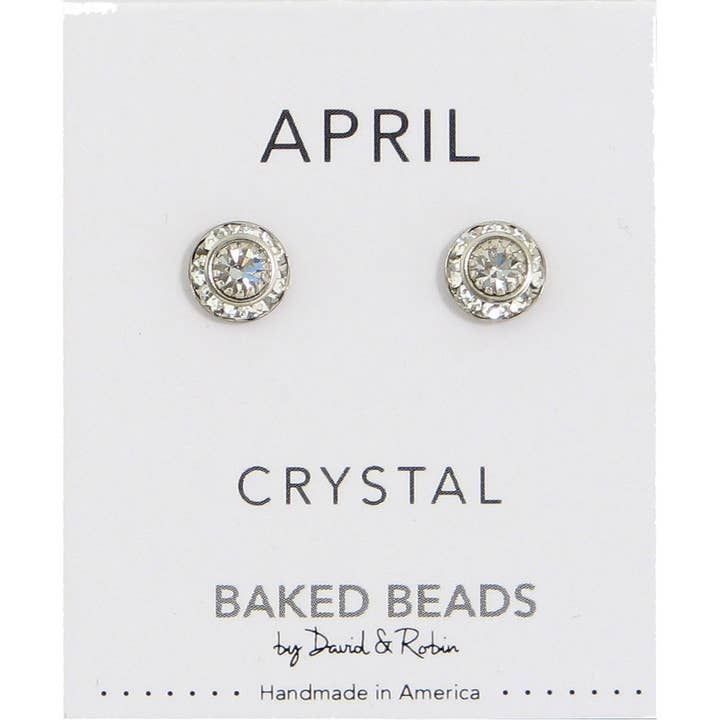 Baked Beads - Wholesale Stud/Post Earrings - Crystal Disc Birthstone3