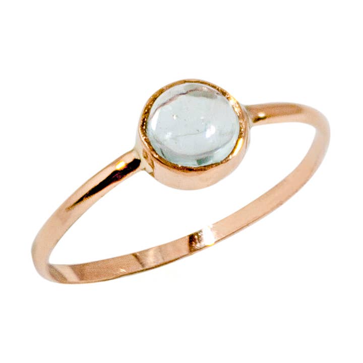 Dainty akvamarin runde Bezel 14K guld fyldt Ring for engroshandel hos Bentley & Lo