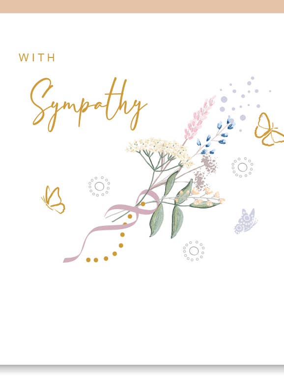 Sympathy Wildflowers Bouquet Butterfly Print Wholesale Card for wholesale by SABIVO Design