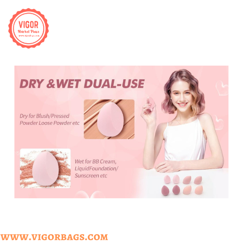 Farben mischen und anpassen VIGOR Make-up-Schwamm Set 8-teilig – Hochwertiger Make-up-Blenderschwamm, Mindestbestellmenge 10 Sets für den Großhandel auf Faire2