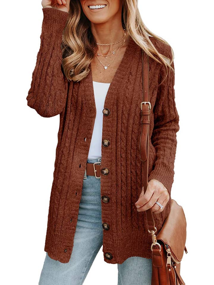 Wholesalesir - Wholesale Cardigan - Women's - Medium Length Knitted Cardigan Sweater Women's Long Sleeves3