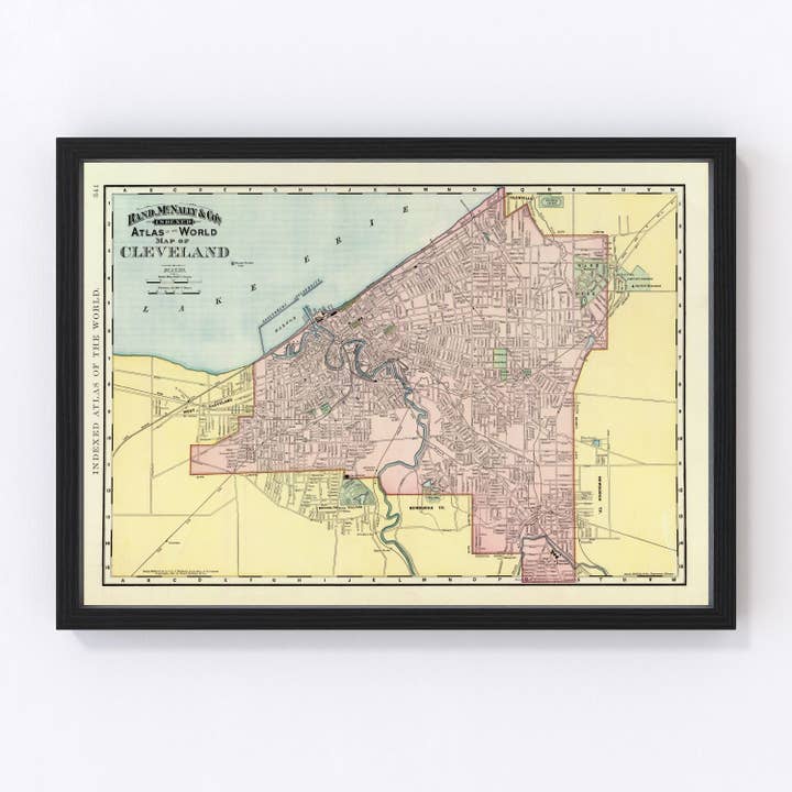 Vintage Map of Cleveland, Ohio 1897 for wholesale by Ted's Vintage Art