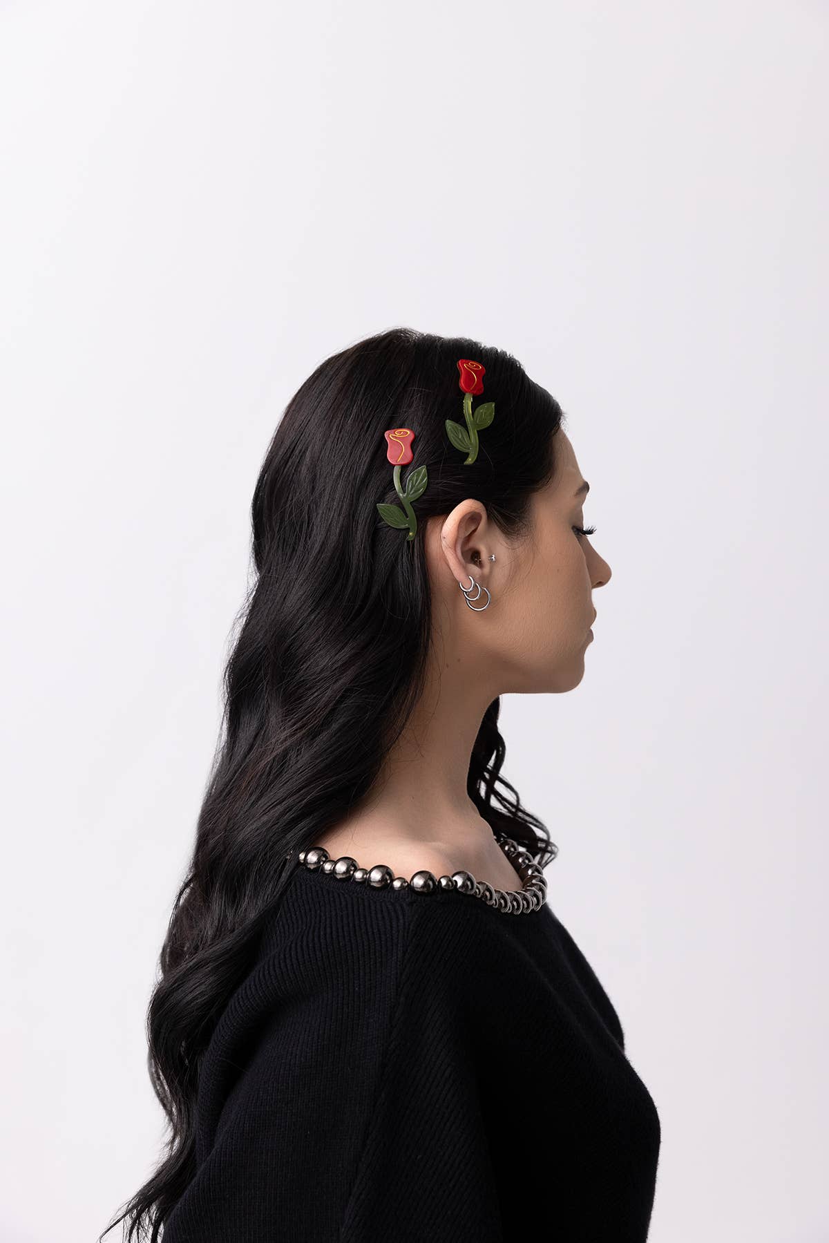 WINONA IRENE - Vente Barrette – femme - Ensemble de barrettes à cheveux en acétate Red Rose2