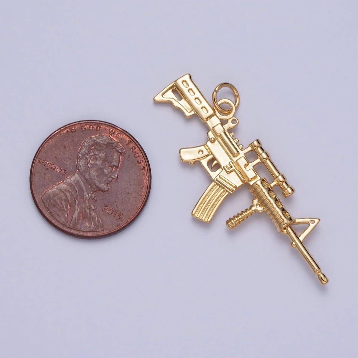 Aim Eternal - Wholesale Individual Charm/Pendant - Gold AR-15 Gun Rifle Sniper Weapon Charm | X-1452