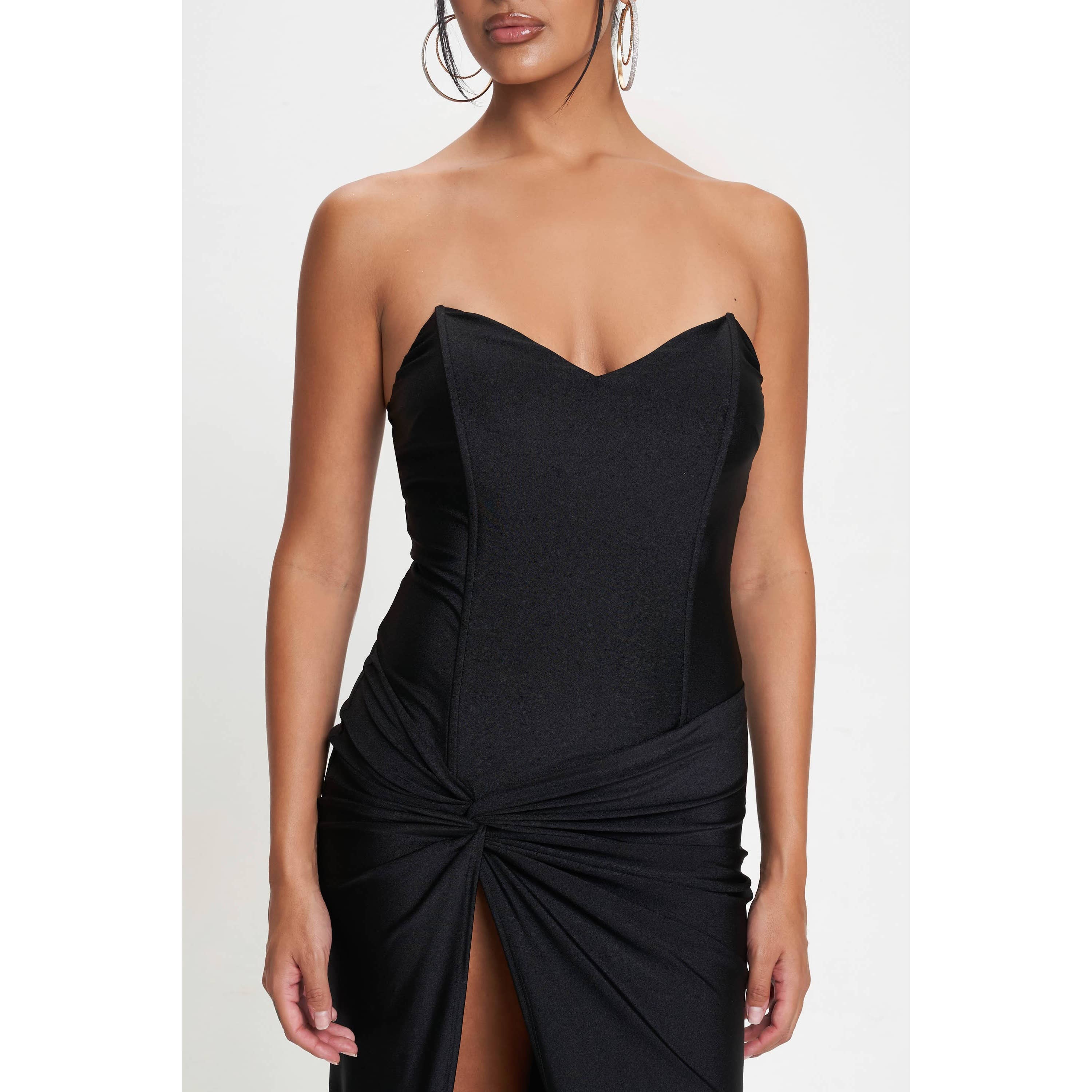 CEFIAN FASHION – Vestido - Mulher por atacado – VESTIDO MAXI DE CETIM AMARA LATERAL TWIST9