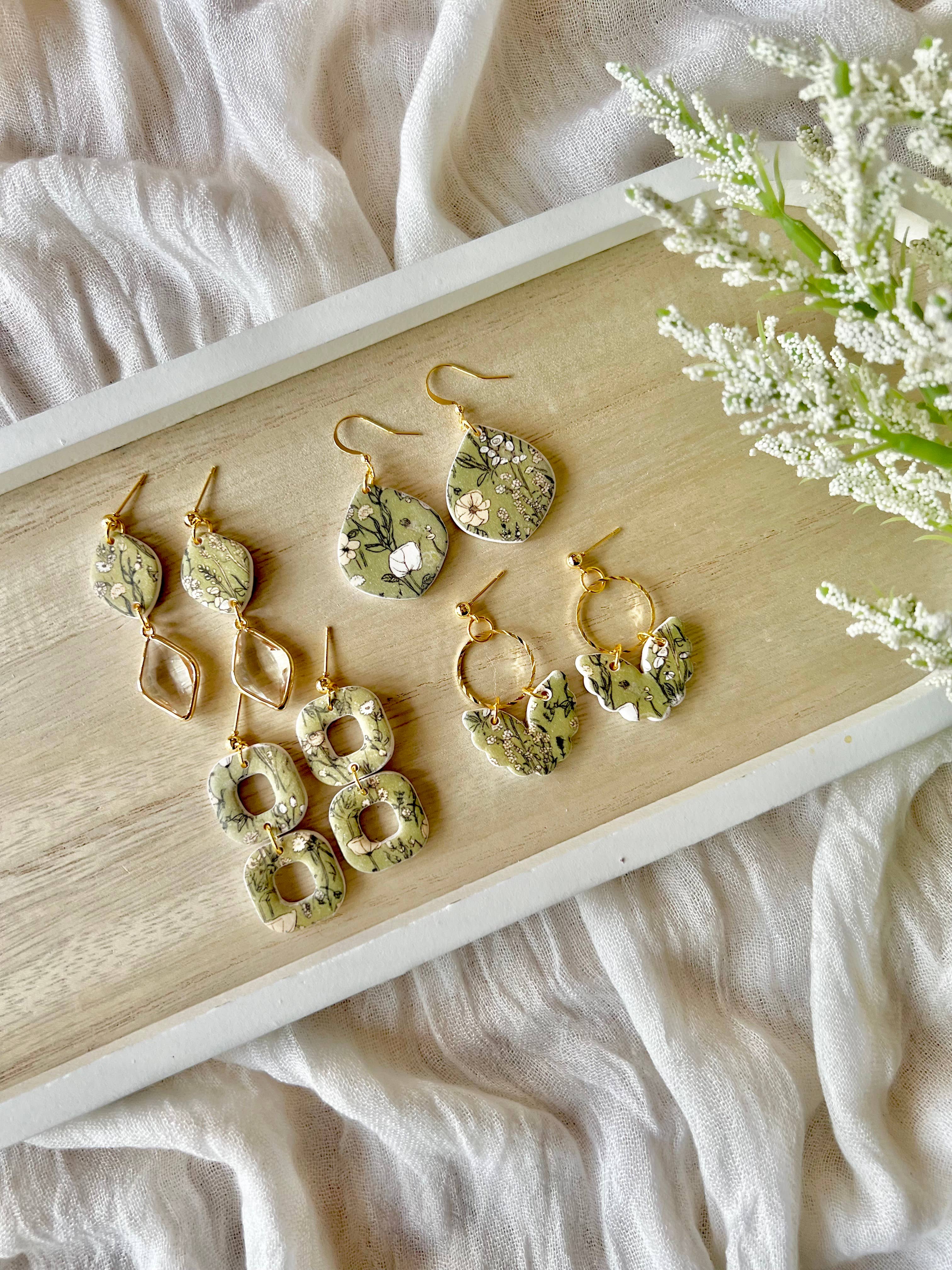 SeizeTheClayJewelry - Wholesale Dangle Earrings - Green Garden Earrings, Flower Clay Earrings6